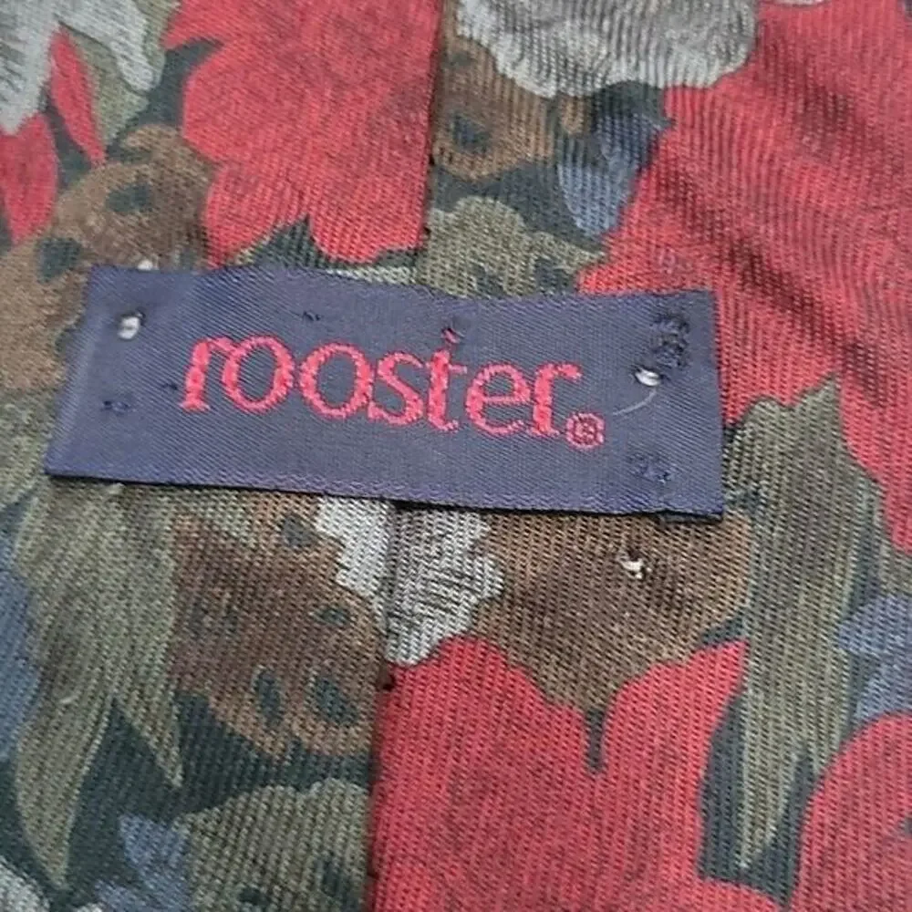 Rooster Men's Vintage Multicolored Floral Classic Necktie